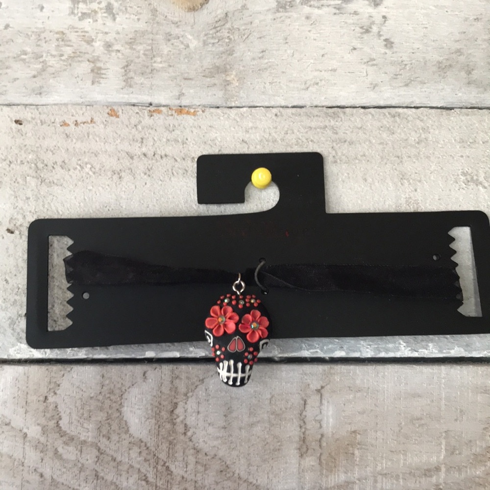 Body Rage Sugar Skull sheer ribbon choker